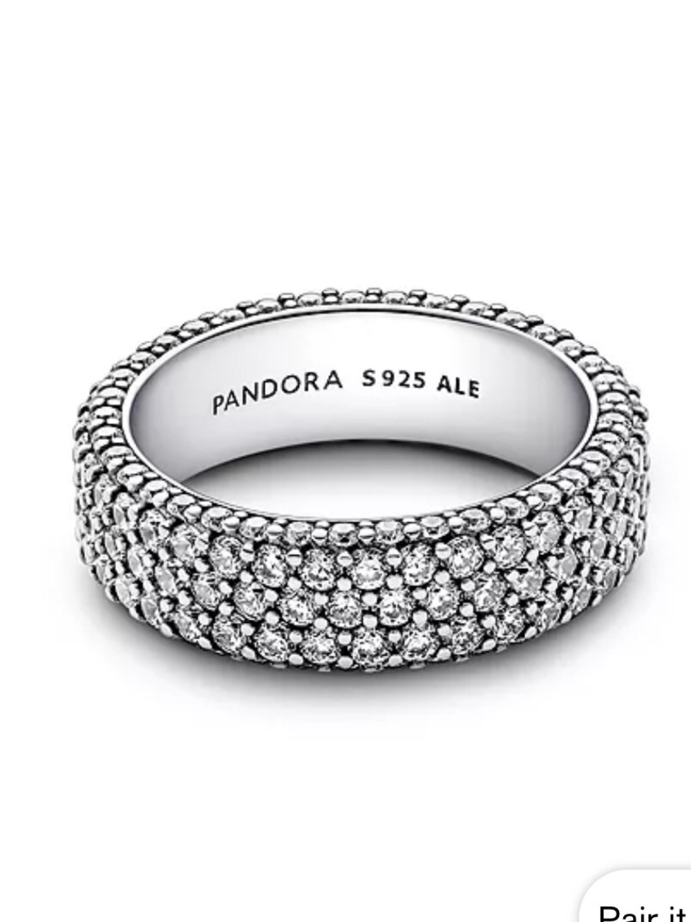 Pandora Sparkling Triple Pave Band Ring Sz 8 S925 Ale New